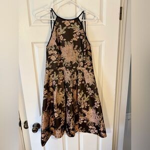Adrianna Pappell Metallic Floral Jacquard Fit & Flare Dress